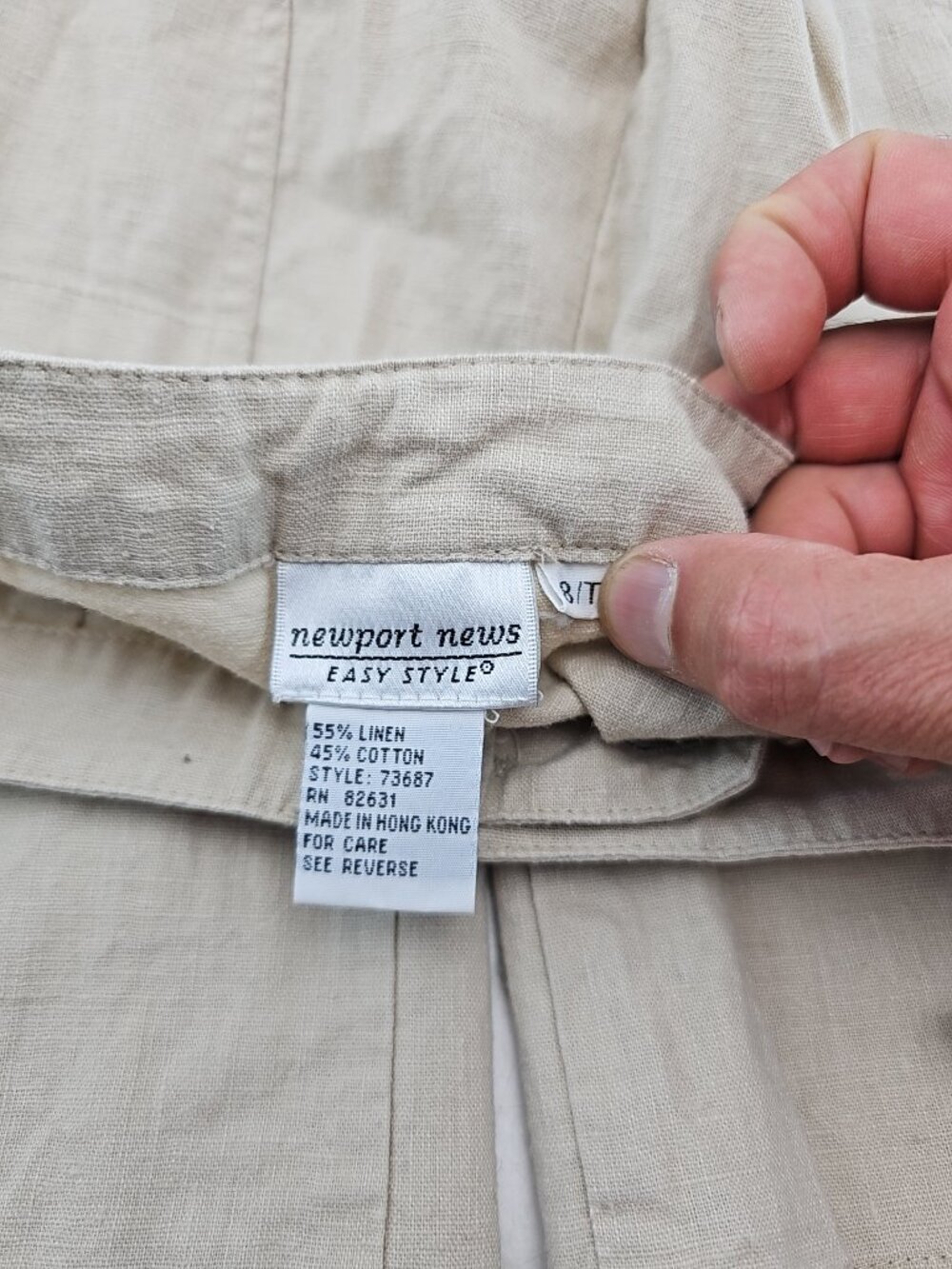 Newport News Beige Linen Wide Leg Pants - Picture 3 of 5